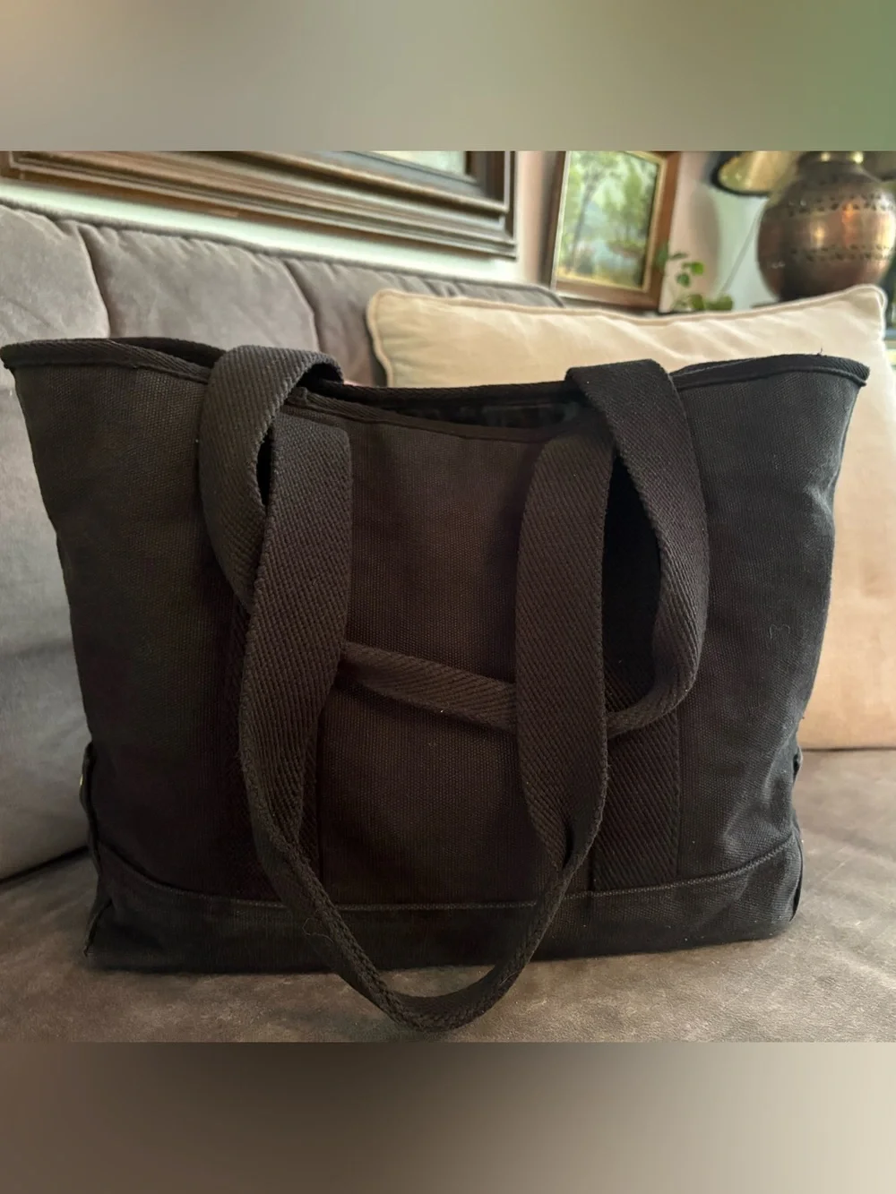 Y2K Coach Black Canvas Duffel Tote Bag